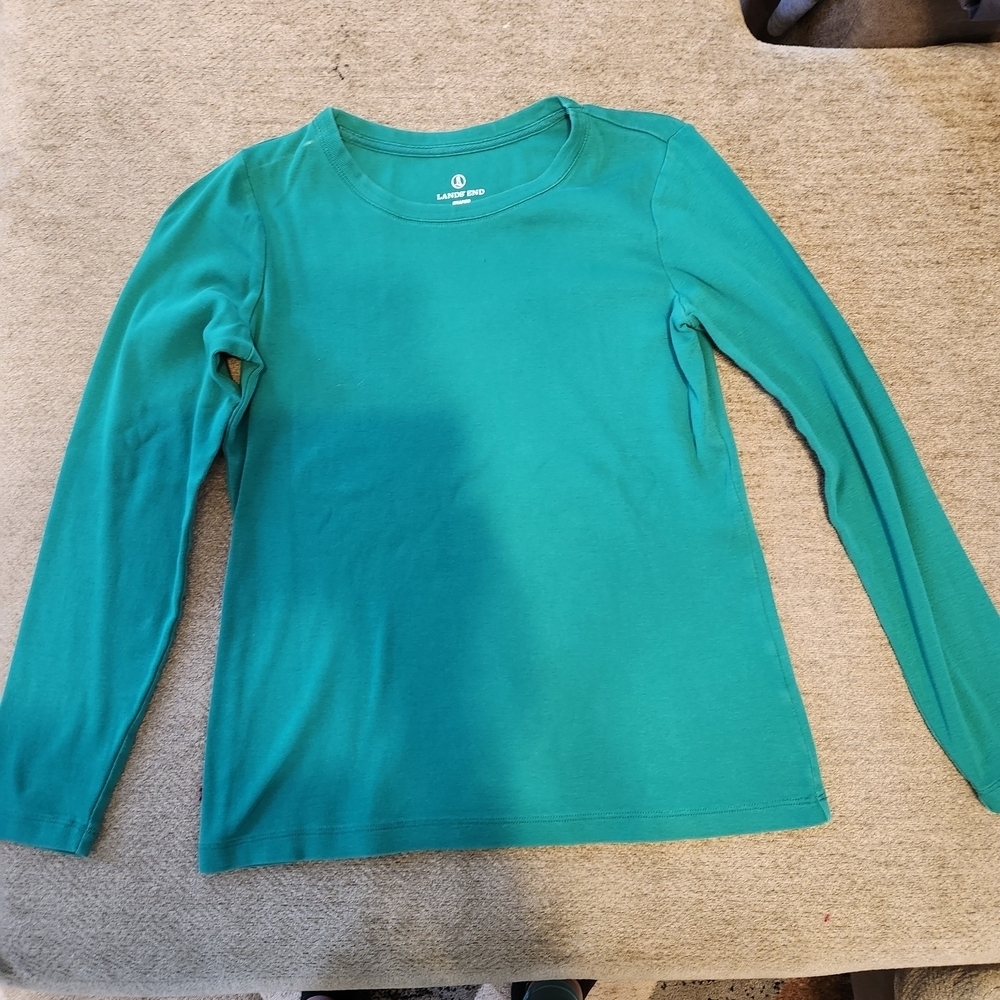 Lands' End Vibrant Green Long Sleeve Tee